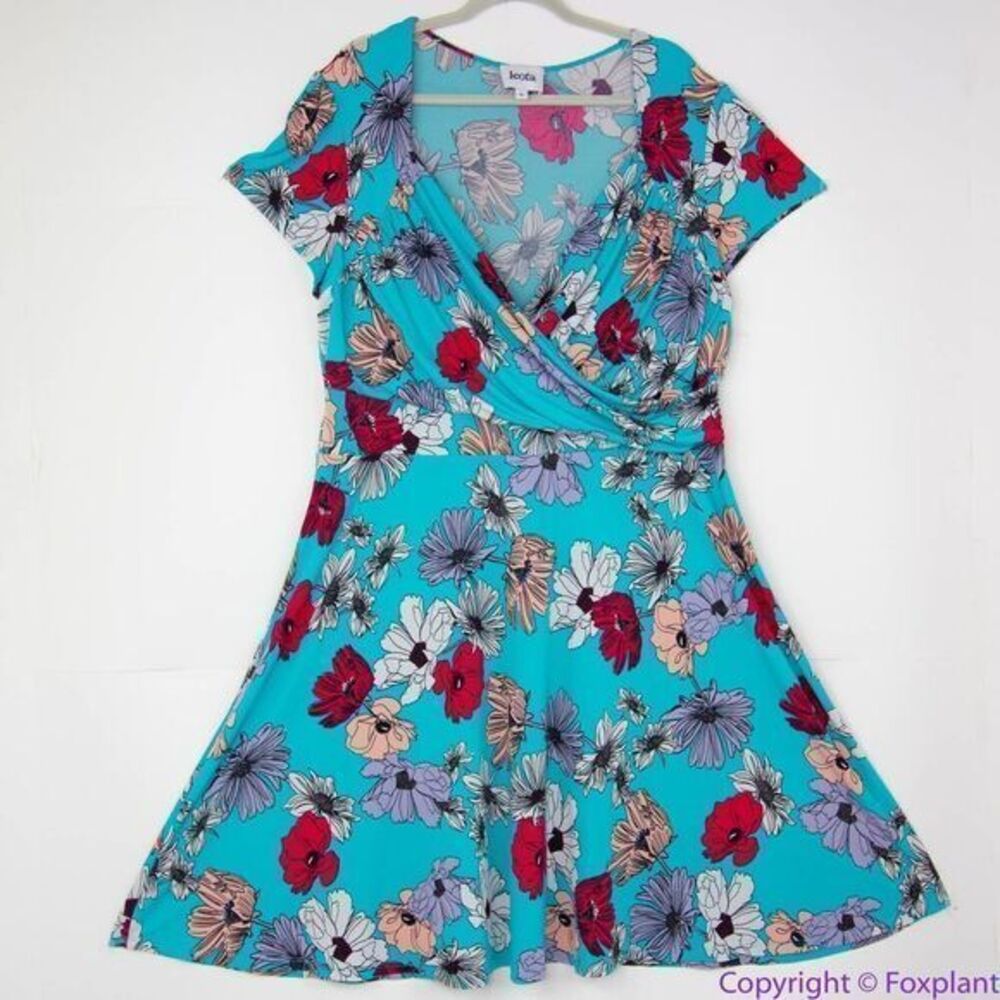 Leota teal/blue floral print wrapped dress, 4L